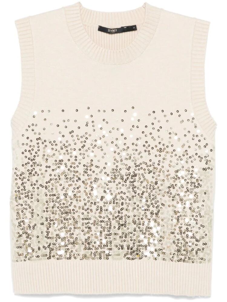 Seventy sequin-embellished sleeveless sweater - Neutrals Cover