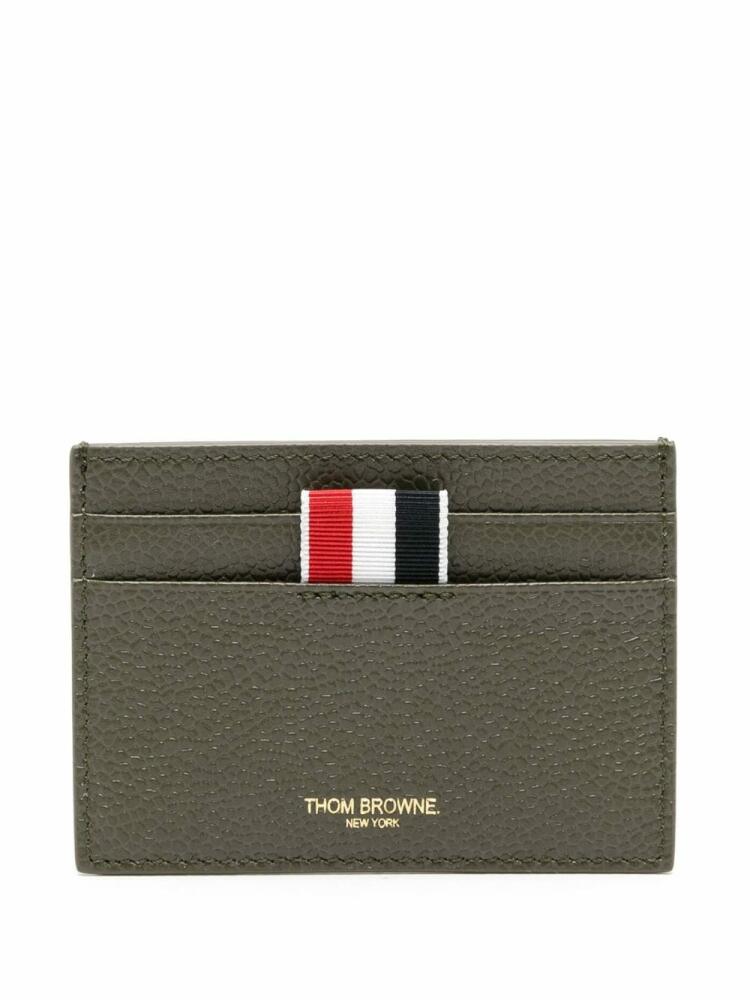 Thom Browne grosgrain-loop leather cardholder - Green Cover