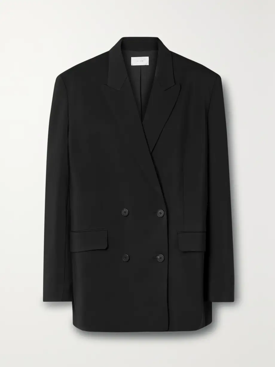 The Row - Essentials Tristana Double-breasted Twill Blazer - Black Cover