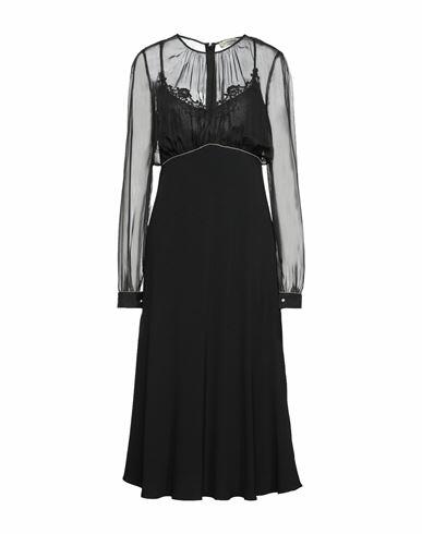 Anna Molinari Woman Midi dress Black Acetate, Viscose, Polyester, Brass, Cotton Cover