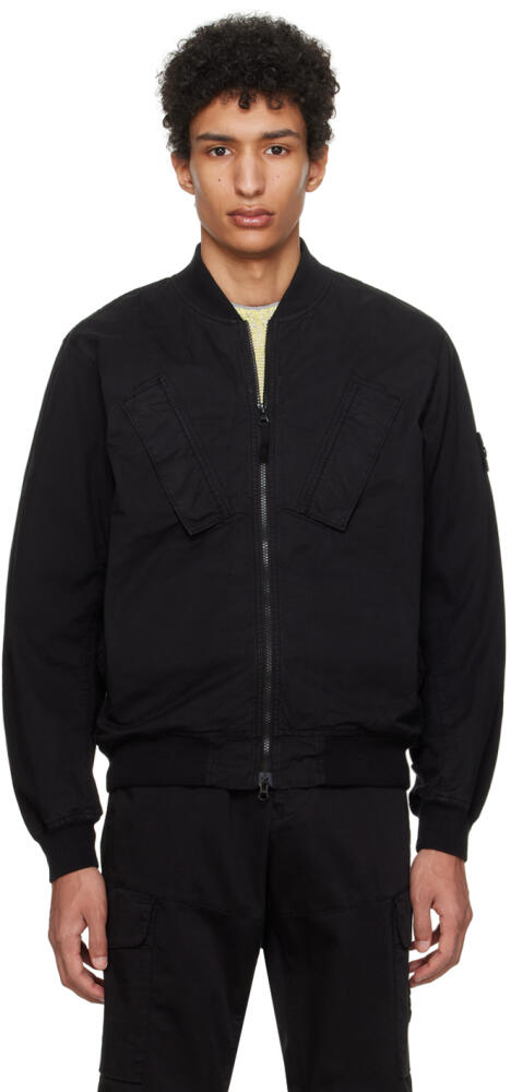 Stone Island Black Garment-Dyed Bomber Jacket Cover