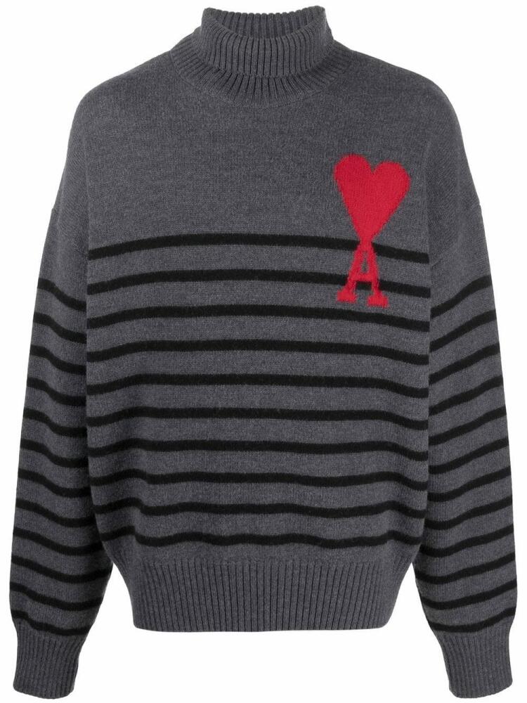 AMI Paris Ami de Coeur striped jumper - Grey Cover