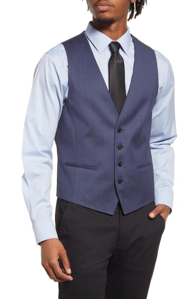 BOSS Virgin Wool Vest in Open Blue Cover