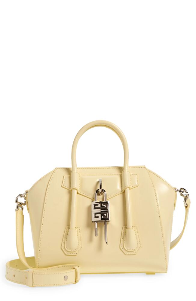 Givenchy Mini Antigona Lock Leather Satchel in Soft Yellow Cover