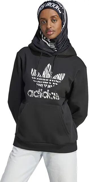 adidas Originals Zebra Animal Print Infill Hoodie (Black) Women's Clothing Cover