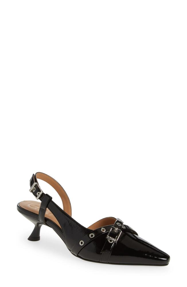 Ganni Slingback Kitten Heel Pump in Black Cover