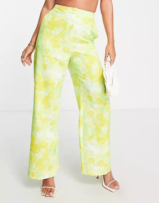 ASOS DESIGN straight pants in mini fluro print-Multi Cover