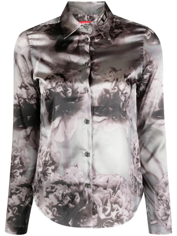 Diesel floral-print satin shirt - Black Cover