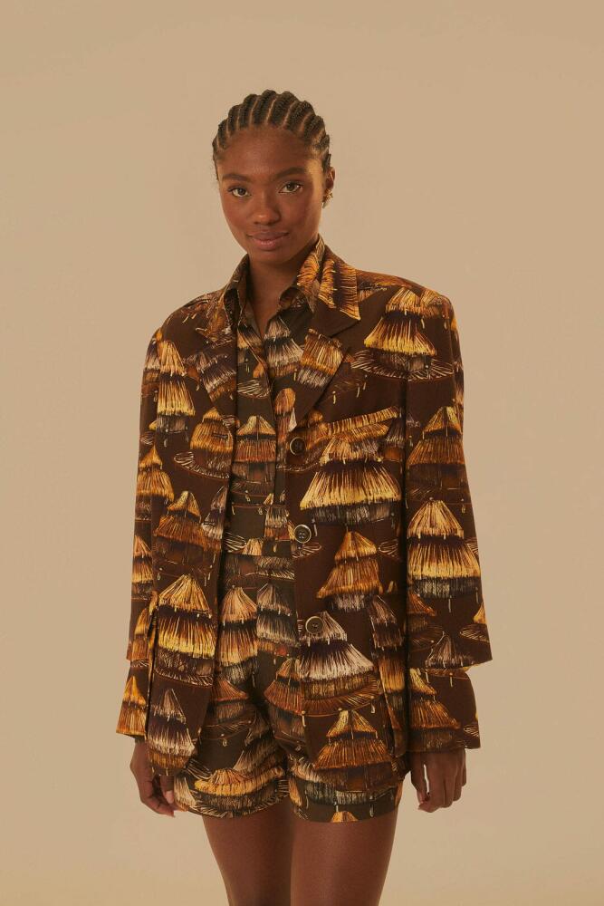 FARM Rio Shuhu Brown Cut Out Blazer Cover