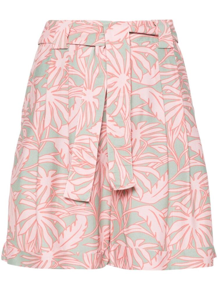 Woolrich leaf-print pleated shorts - Pink Cover