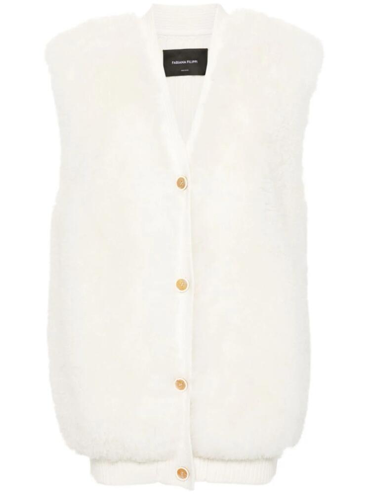 Fabiana Filippi shearling sleeveless cardigan - White Cover