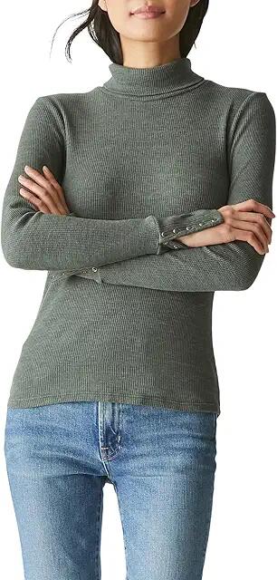 Michael Stars Mara Turtleneck w/Cuff Snaps (Dark Ivy) Women's Clothing Cover