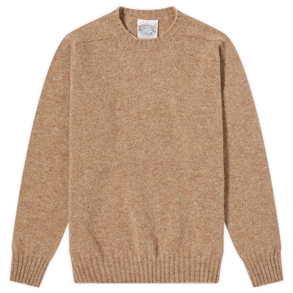 Jamieson's of Shetland Men's Crew Knit in Camel Cover