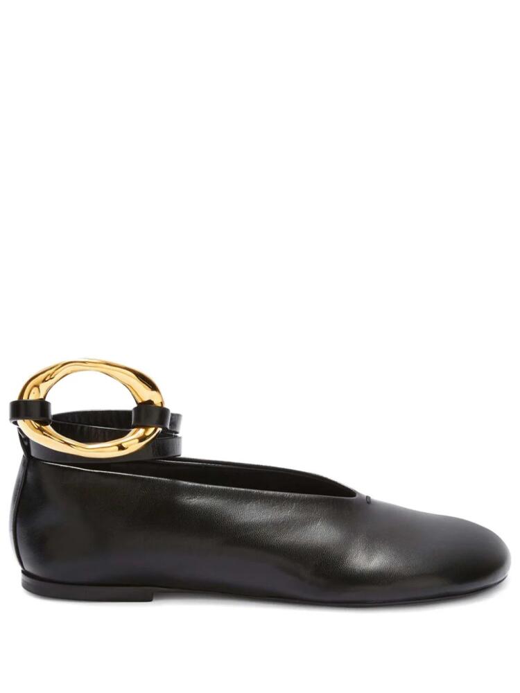 Jil Sander ring-detail leather ballerina shoes - Black Cover