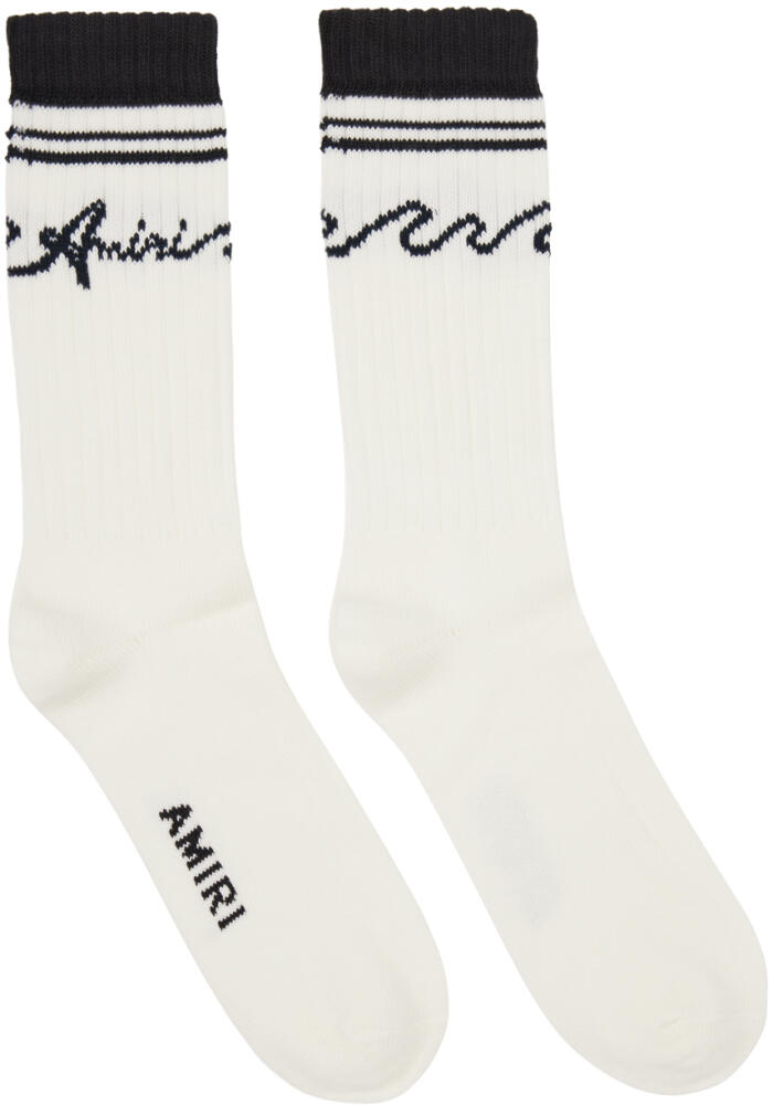 AMIRI White & Black 'Amiri' Wave Socks Cover