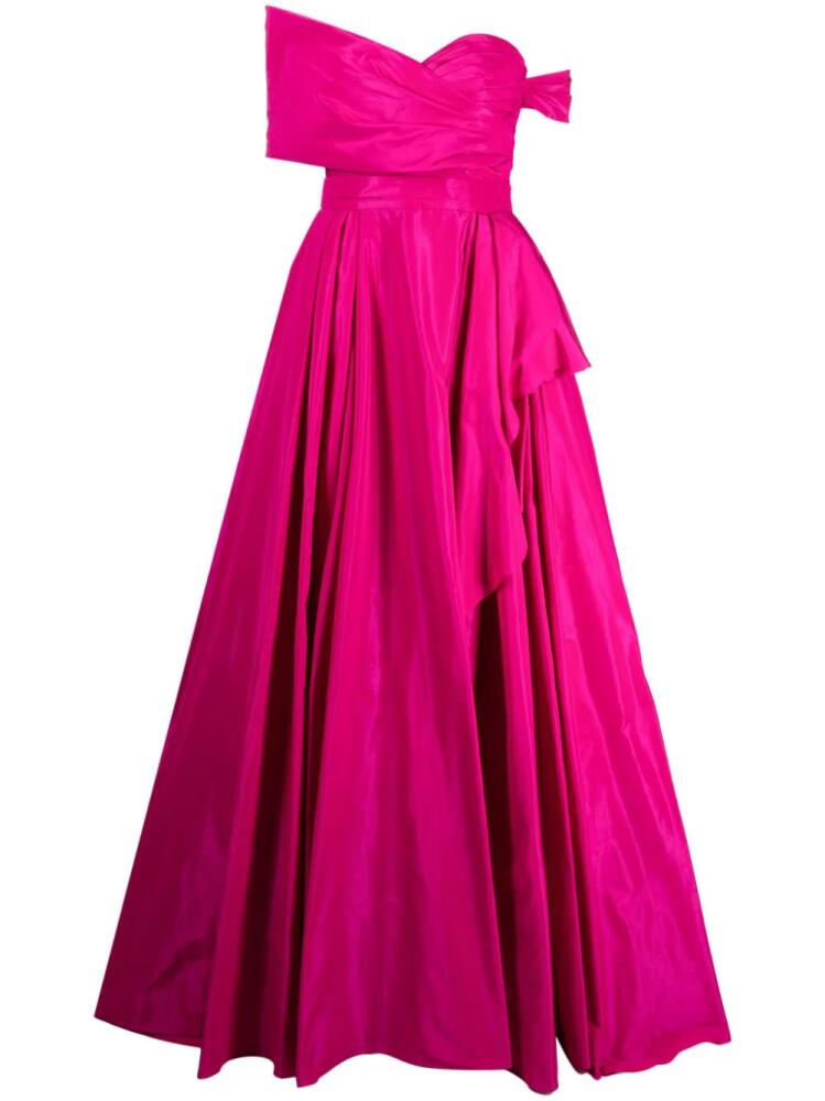 Zuhair Murad asymmetric off-shoulder silk gown - Purple Cover