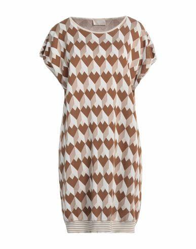 Drumohr Woman Mini dress Brown Silk, Cotton Cover