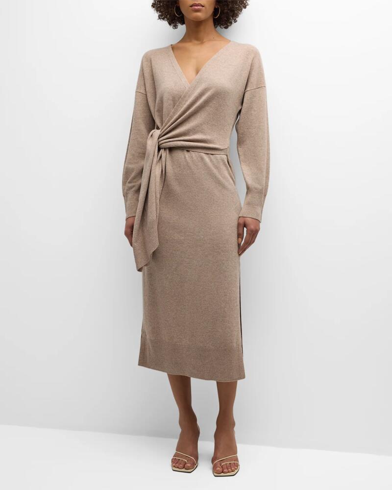 SIMKHAI Skyla Cotton Cashmere Midi Wrap Dress Cover