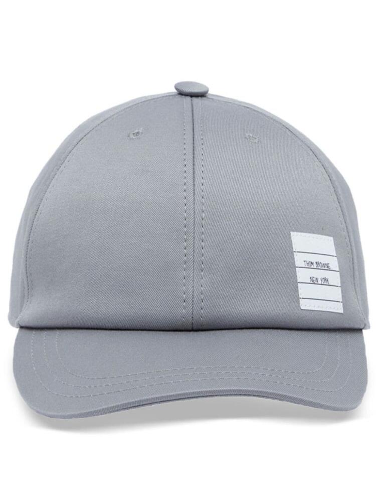 Thom Browne logo-appliqué cotton baseball cap - Grey Cover