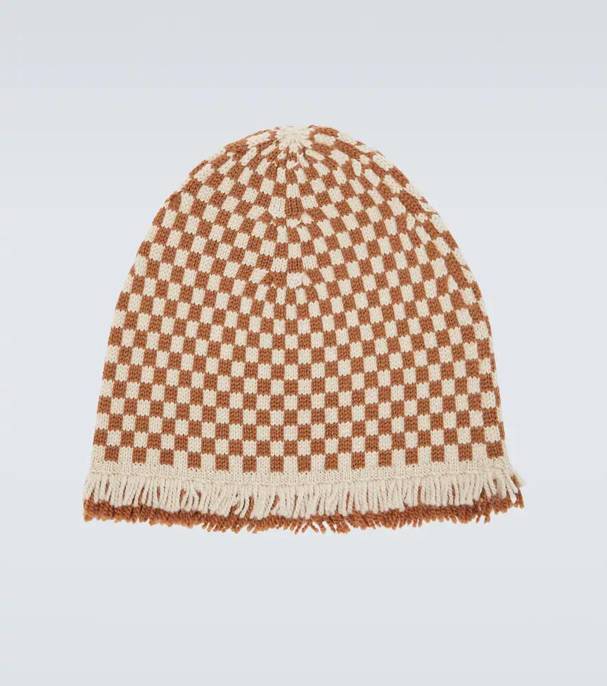 Bode Fringe-trimmed checked wool beanie Cover