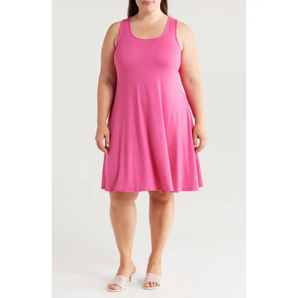 24seven Comfort Apparel Stretch Fit & Flare Dress in Pink Cover