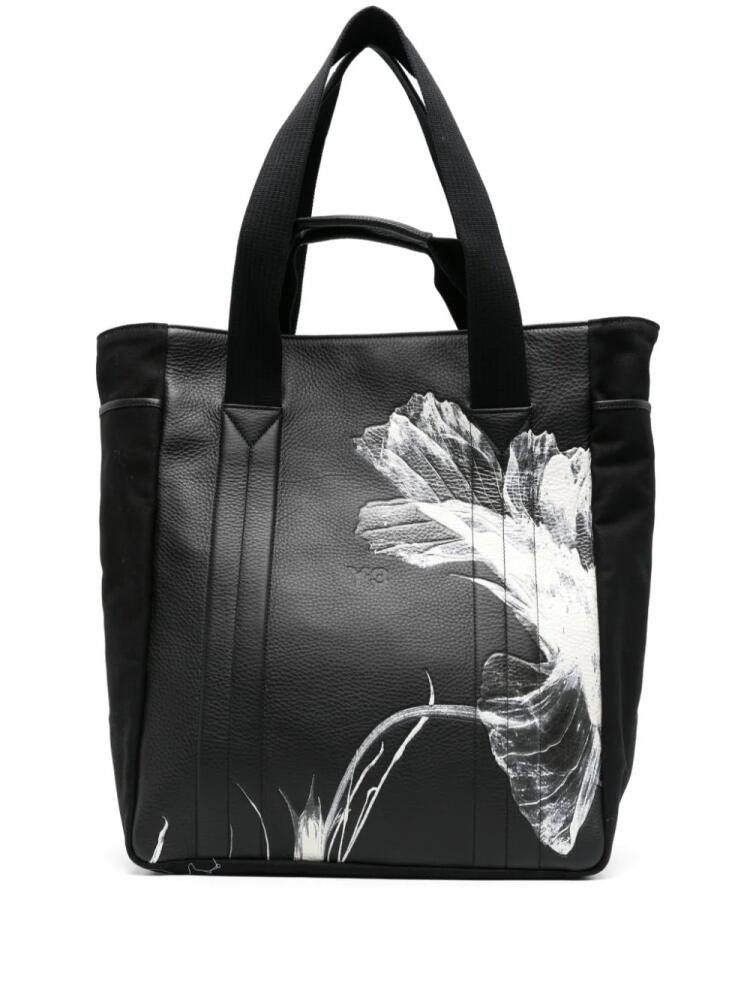 Y-3 floral-appliqué tote bag - Black Cover