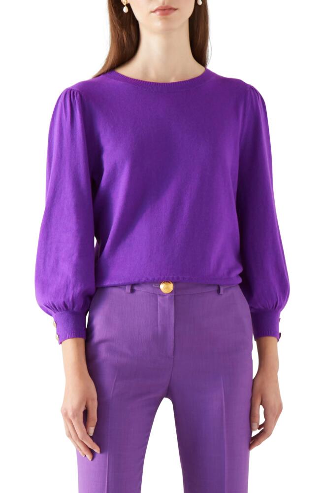 LK Bennett Diana Puff Shoulder Sweater in Purple Magic Cover