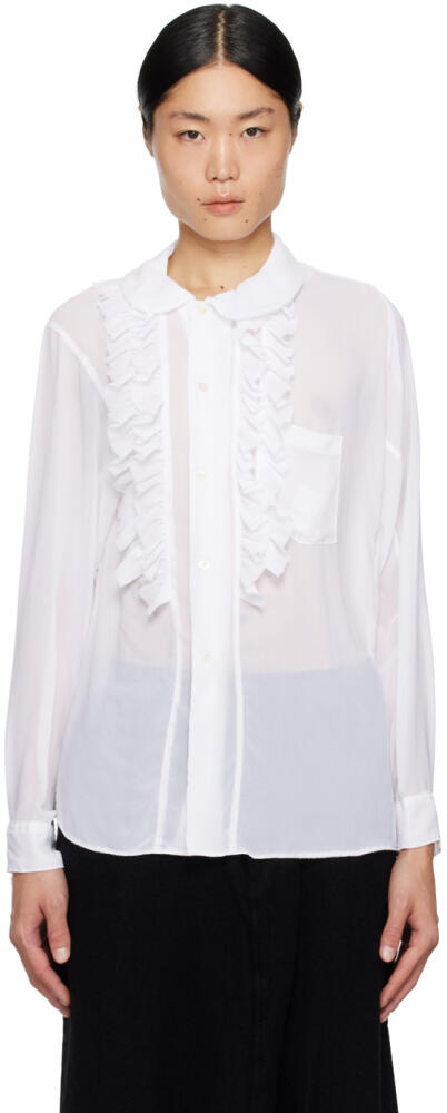 Black Comme des Garçons White Ruffled Shirt Cover