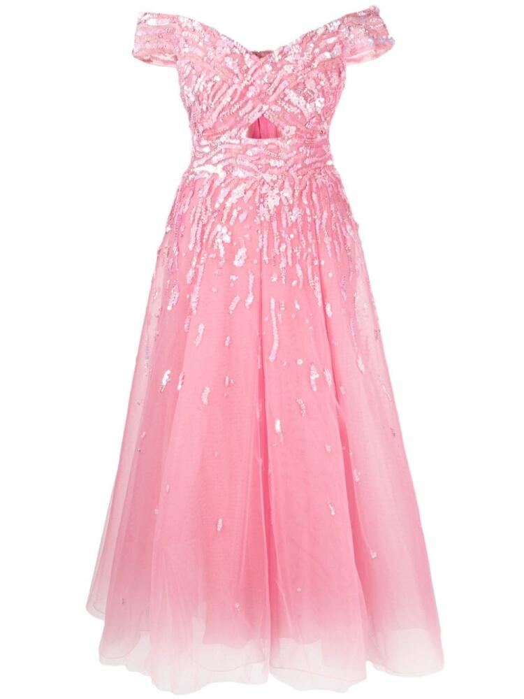 Zuhair Murad off-shoulder embellished gown - Pink Cover