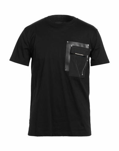 Les Hommes Man T-shirt Black Cotton, Polyurethane, Polyester Cover