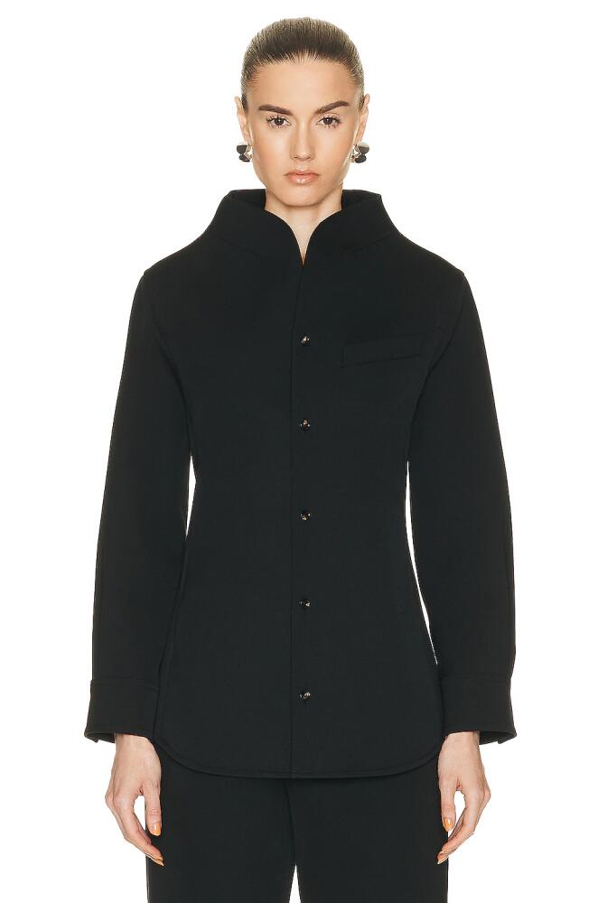 Bottega Veneta Stretch Funnel Neck Shirt in Black Cover