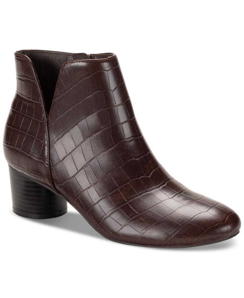 Style & Co Women's Aislaa Block Heel Ankle Booties, Created for Macy's - Choco Croc Cover