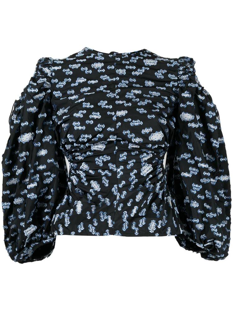 Cecilie Bahnsen Jasiah hortensia fil-coupé sculptural blouse - Black Cover