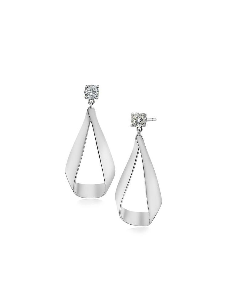 CZ by Kenneth Jay Lane Women's Rhodium Plated & Cubic Zirconia Teardrop Earrings Cover