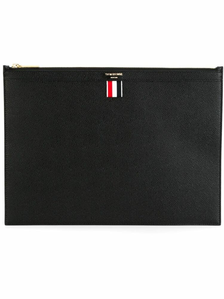 Thom Browne logo-stamp leather document holder - Black Cover