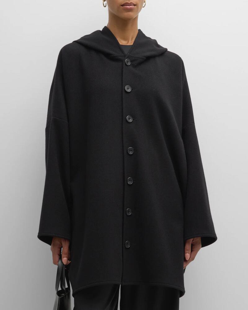 Eskandar Wide Hooded Wool-Cashmere Coat (Long Plus) Cover