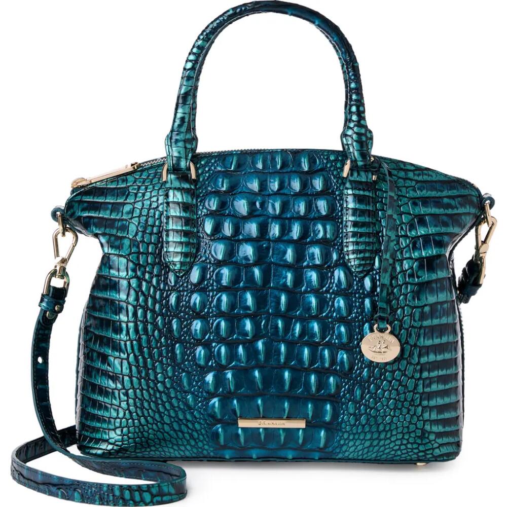 Brahmin Duxbury Croc Embossed Leather Satchel in Blue Patina Cover