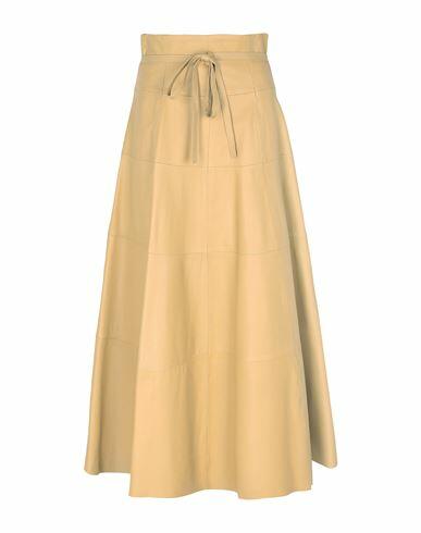 8 By Yoox Leather Full-volume Long Skirt Woman Maxi skirt Sand Lambskin Cover