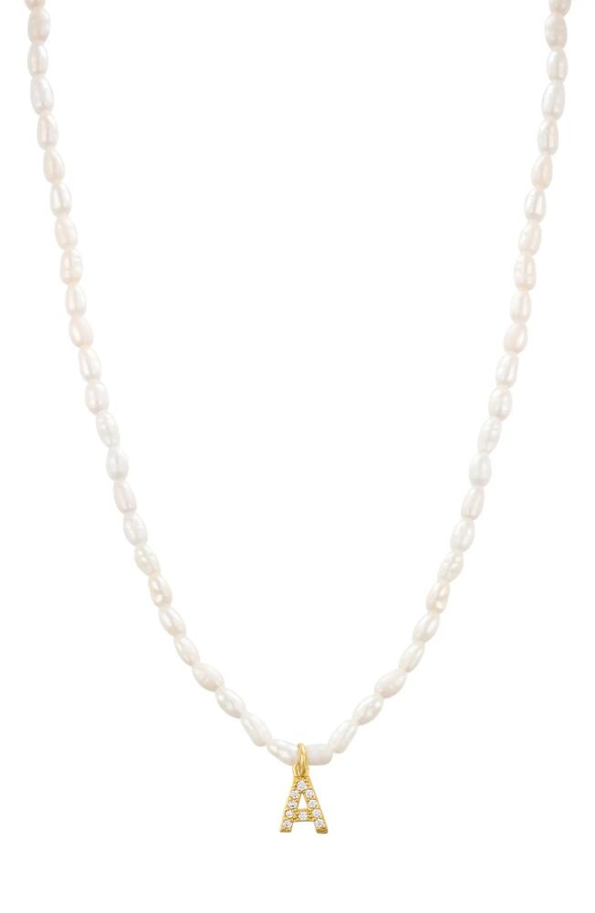 st. Moran Initial Freshwater Pearl Beaded Necklace in White - A Cover