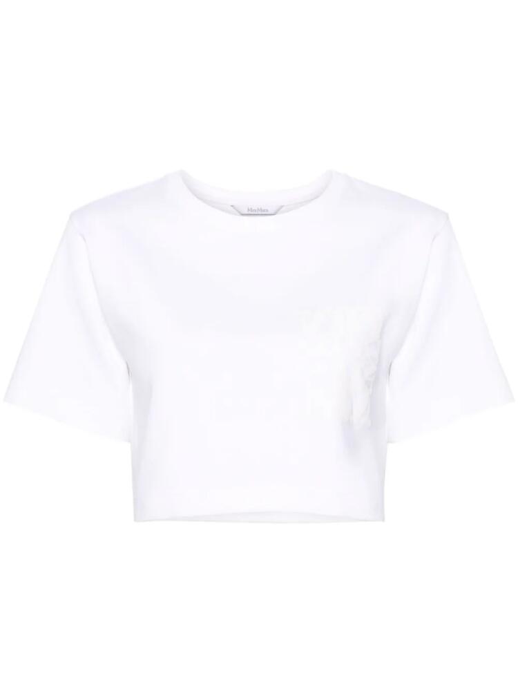 Max Mara logo-print cropped T-shirt - White Cover