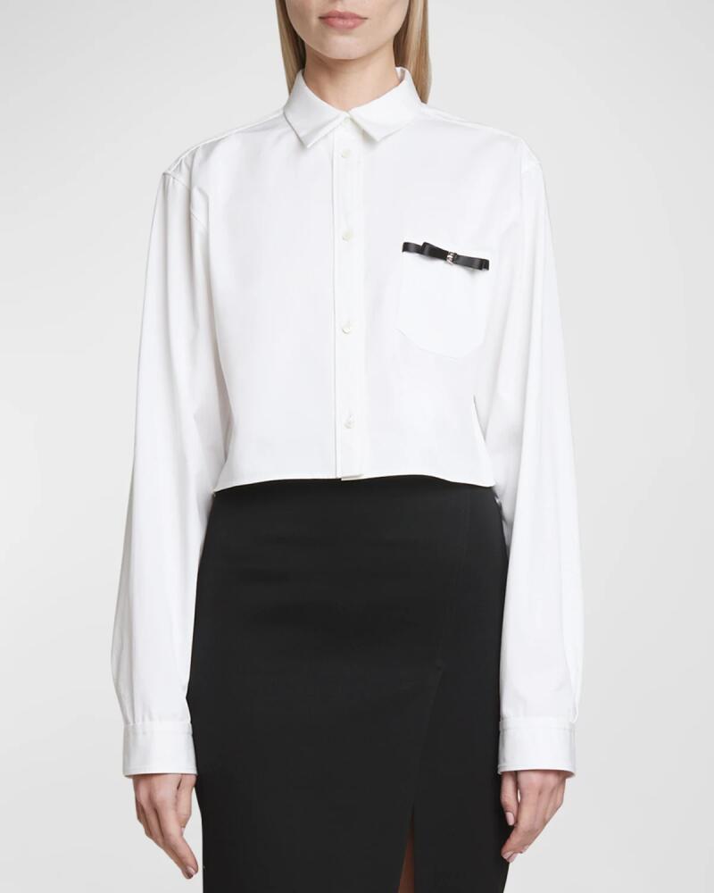 Givenchy Cropped Button-Front Shirt with Bow Detail Cover