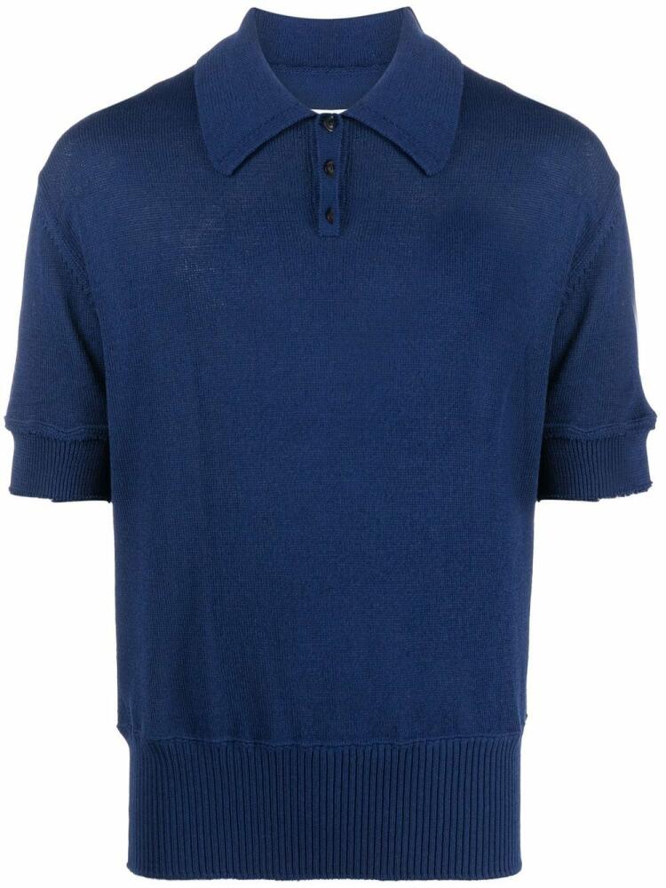 Maison Margiela four-stitch knitted polo shirt - Blue Cover