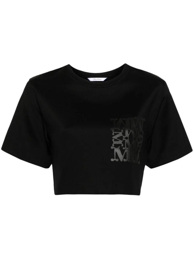 Max Mara logo-print cropped T-shirt - Black Cover