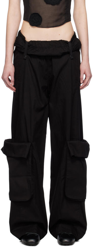 OPEN YY Black Rolled Waist Cargo Pants Cover