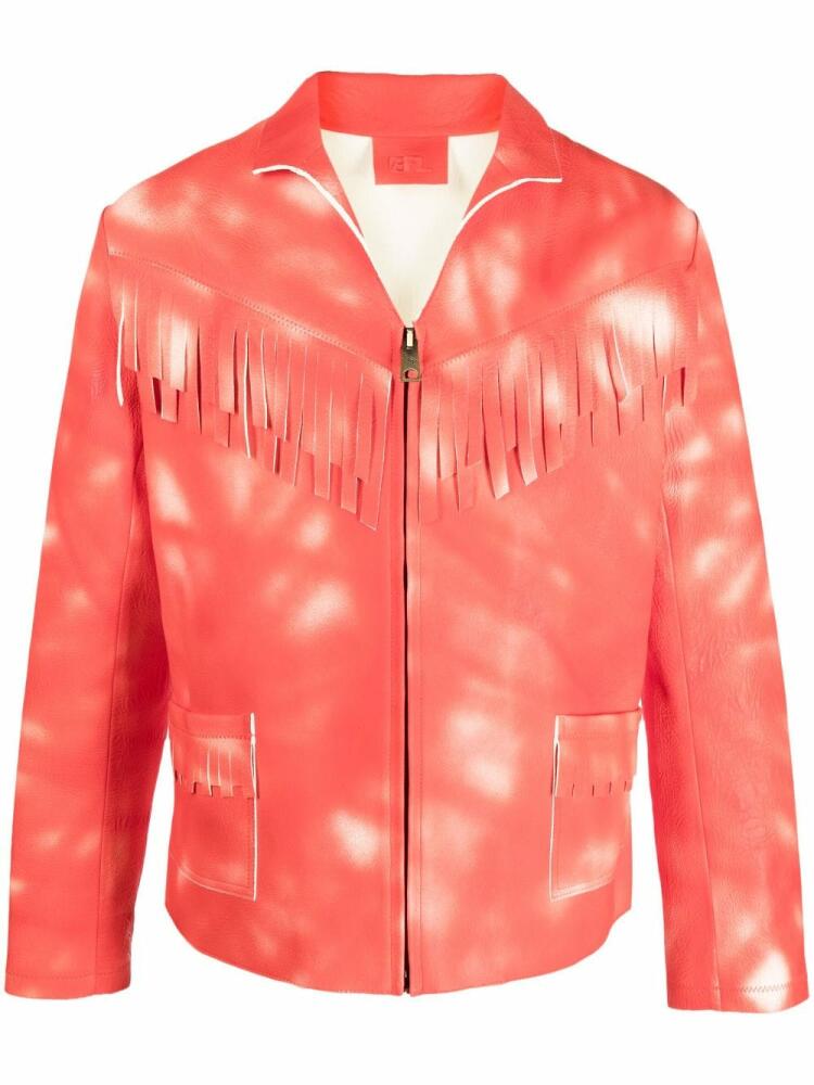 ERL tie dye-print leather jacket - Red Cover