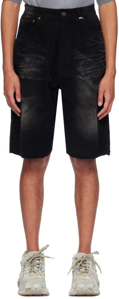 We11done Black Washed Raw Edge Shorts Cover