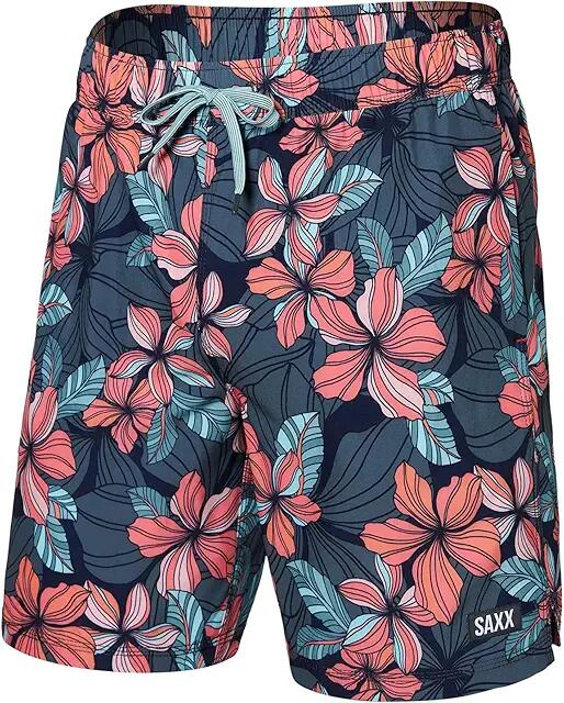 SAXX UNDERWEAR Oh Buoy 2-in-1 7 Volley (Deep Jungle/Maritime) Men's Swimwear Cover