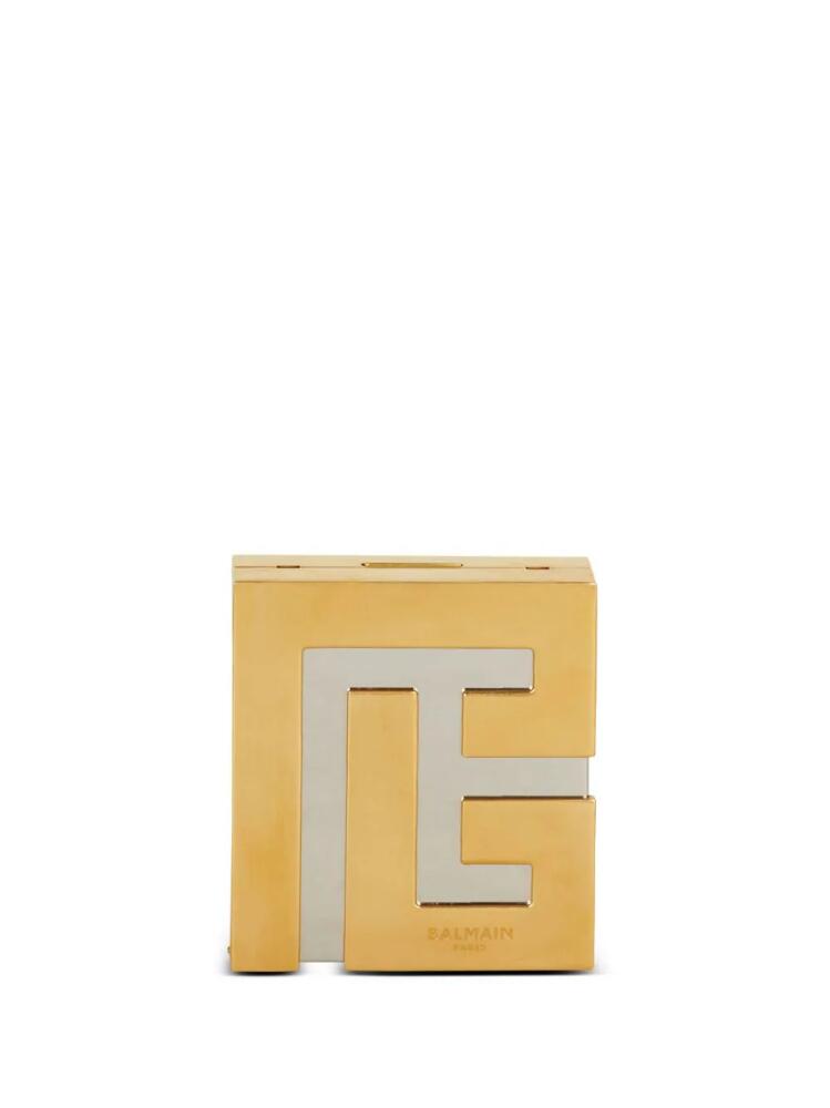 Balmain logo-plaque metal clutch bag - Gold Cover