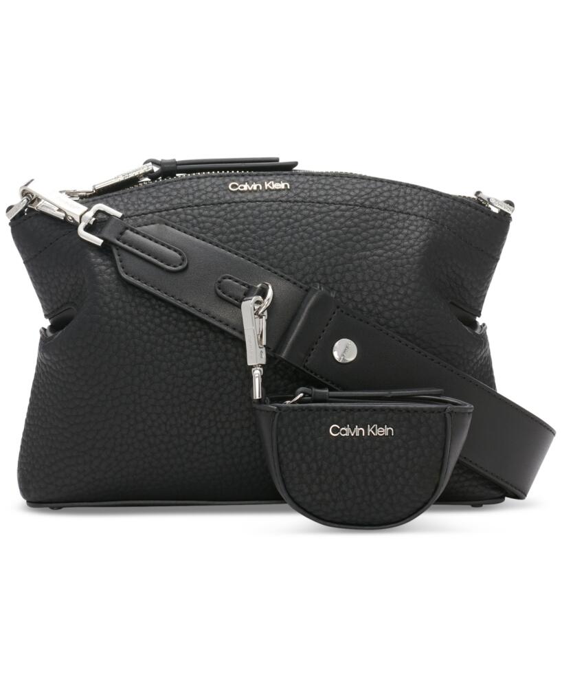 Calvin Klein Cypress Top Zip Convertible Crossbody with Pouch - Black/silver Cover