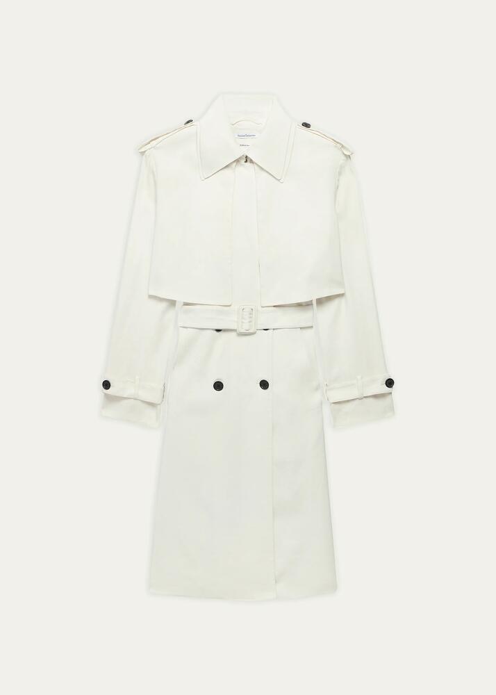 Another Tomorrow Fluid Cropped Trench Coat Cover